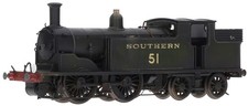 R2924 Hornby OO M7 Class 0-4-4T 51 in SR Maunsell Green - Weathered