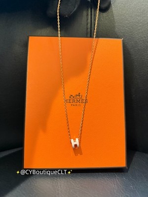 Hermès Mini Pop H Pendant Rose Dragee (Light Pink) w Rose Gold