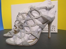 New W Box Badgley Mischka Women's US 6 Zariah Strappy 4" Heels Silver W/Buckle