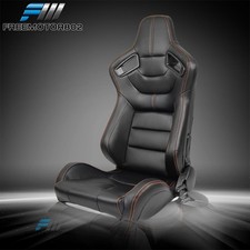 Adjust Universal Racing Seat Left Orange Stitch Pu Carbon Leather Dual Slider