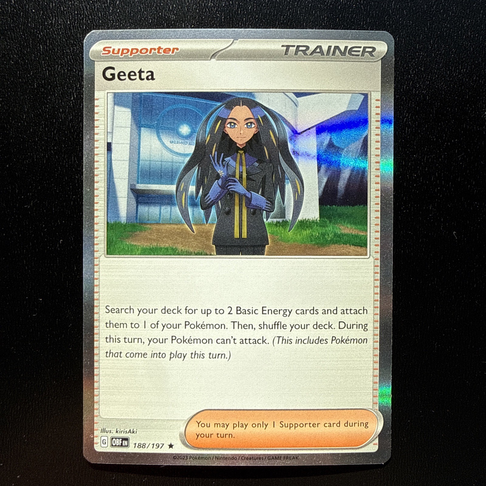 FREE SHIPPING Pokemon Geeta 188/197 Holo Obsidian Flames Rare TCG Card