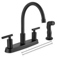 Kitchen Faucet with Side Sprayer, 2-Handle 4 Hole, Matte Black