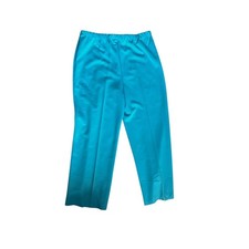 Vintage Turquoise Elastic Waist Straight Leg Pants High Rise Wide Leg Retro 90s