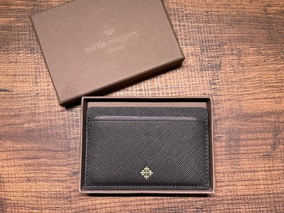 Patek Philippe Saffiano Card Holder Wallet, Gold Emblem Calatrava Logo VVIP Gift