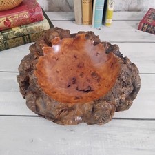 Large Turned Burr Wood Walnut ? Bowl Fruit Trinket Centre Piece Rustic Natural