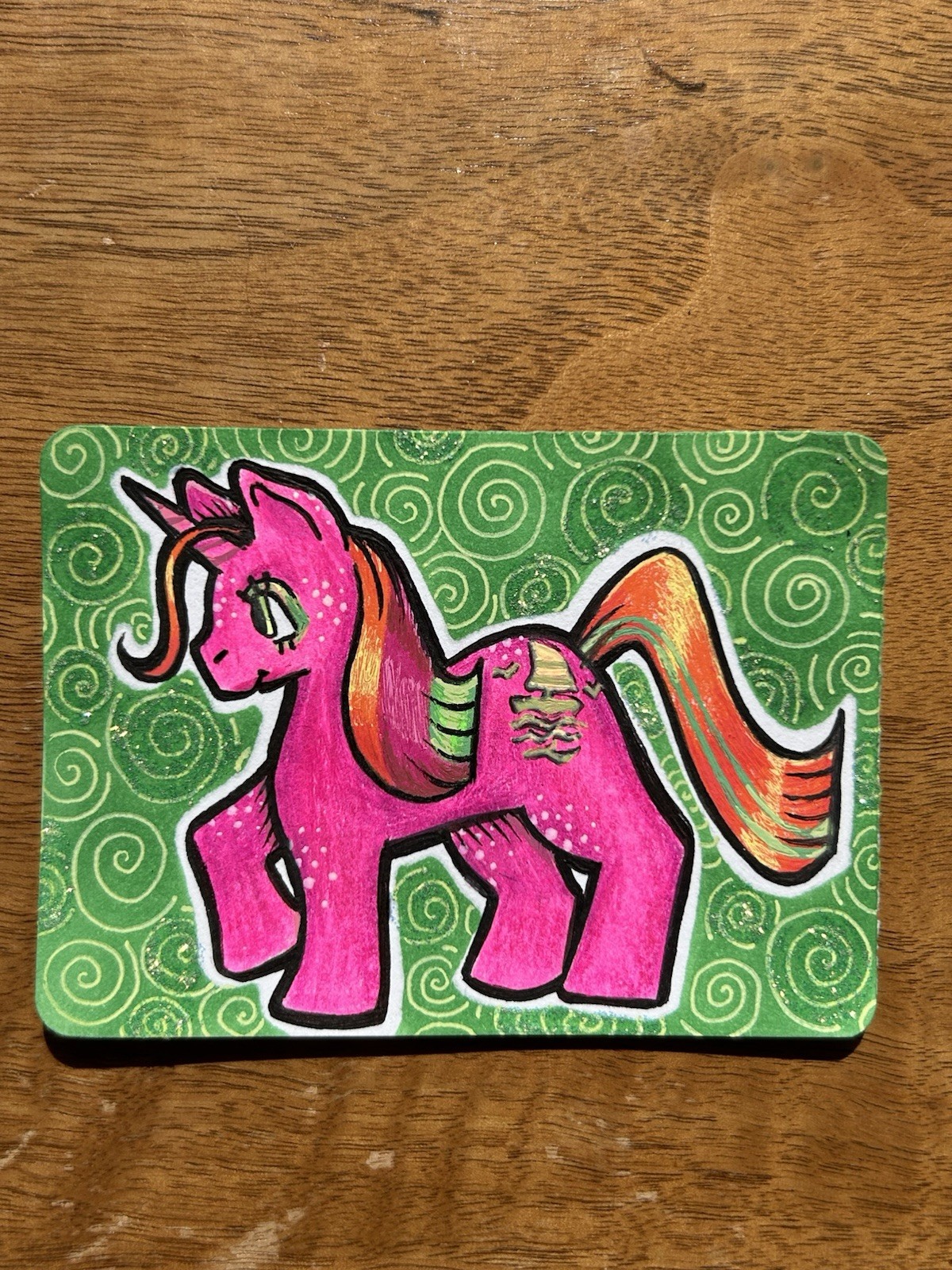 Original ACEO Vintage Pony Toy Illustration 