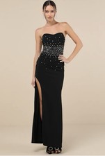 Lulu’s Chic Black Strapless Dress with Sleek Silhouette and Slit Size S
