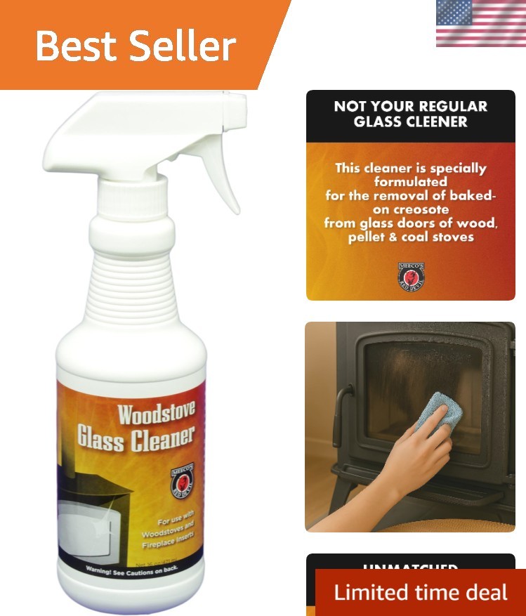 Wood Stove Glass Cleaner - Removes Creosote, Soot & Smoke from Wood, Pellet, ...