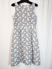 Calvin Klein Floral Embroidery Stripes Applique Romantic A Line Midi Dress 8