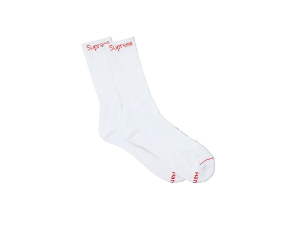 レッグウェア Supreme Hanes Crew Socks White (4 Pack) Supreme X Hanes Crew Socks - White, Pack of 4, Size 6-12 for sale