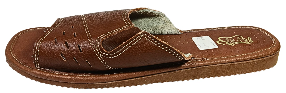 Herren Hausschuhe Rindsleder Pantoffeln Sandalen Braun Schlappen Gr.40-46 Weich
