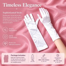 Elegant Long Satin Gloves White Formal Accessories Compatible With Evening Gowns