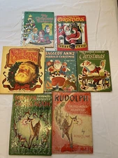 Vintage CHRISTMAS CHILDREN"S BOOK Lot Decorative  Good for Vintage