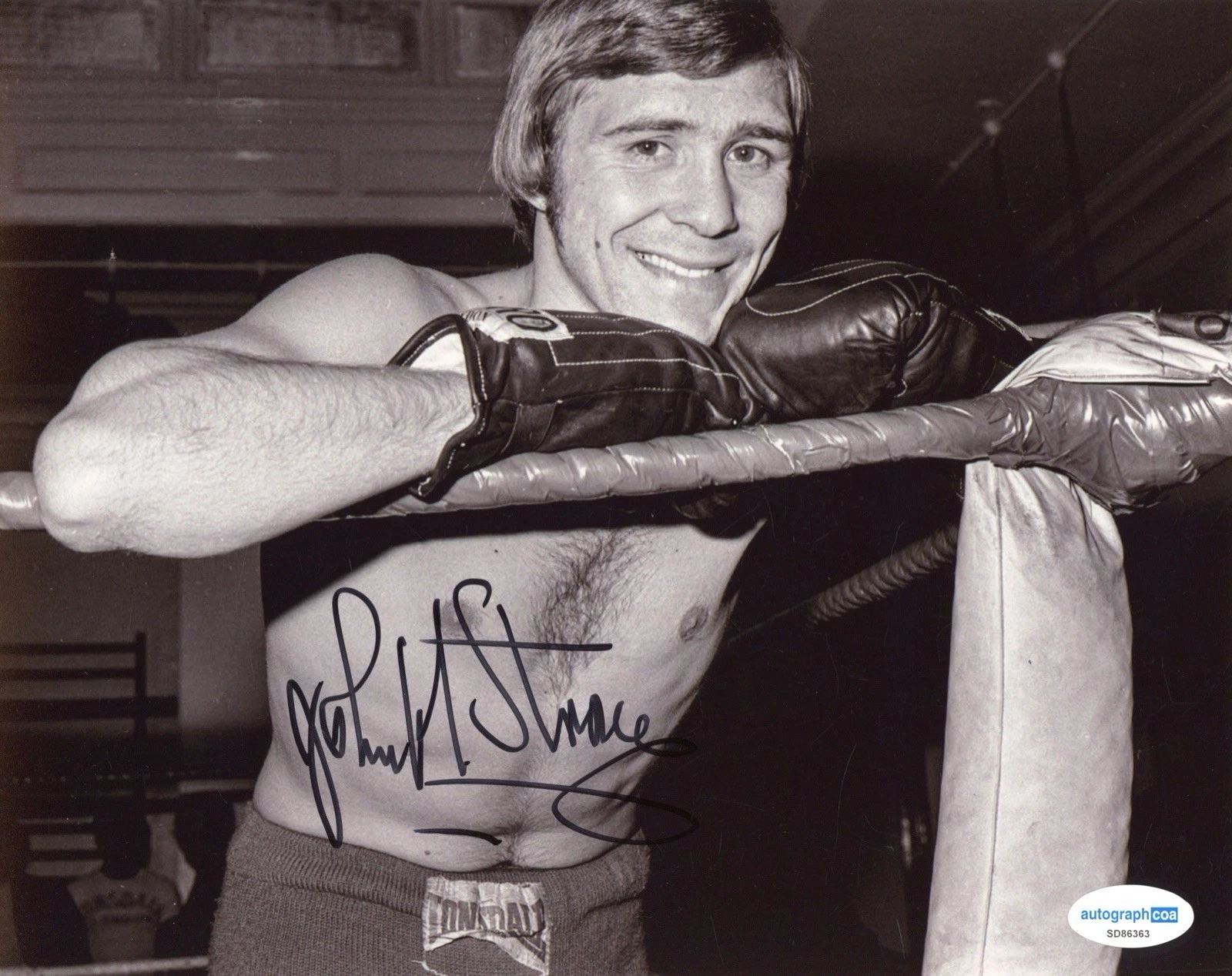 JOHN H STRACEY AUTOGRAFO FIRMATO 8x10 FOTO FOTO ACOA BOXING CHAMPION BOXER