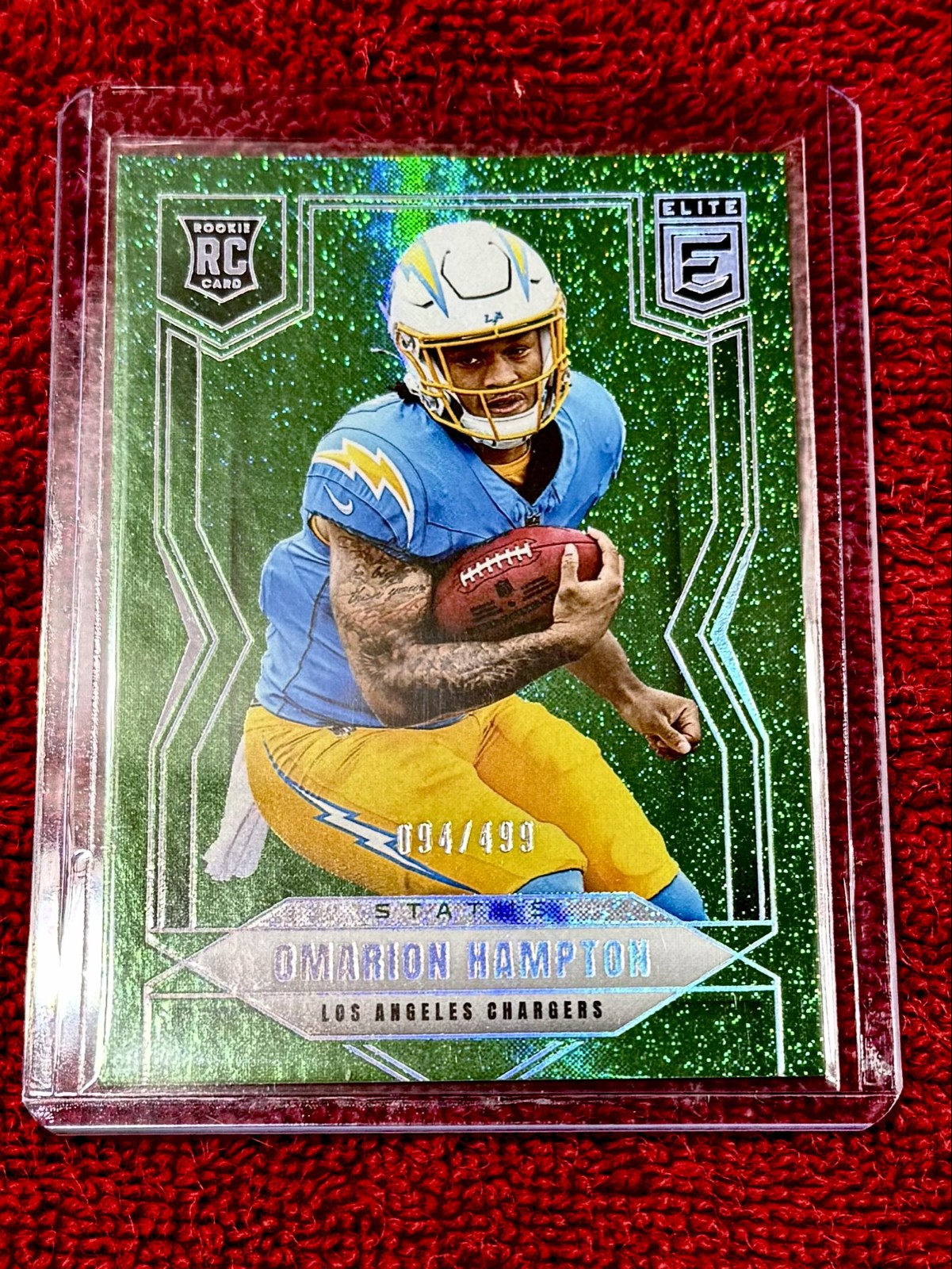 2025 Panini Donruss Elite - Omarion Hampton #132 green Matrix 094/499 (RC)