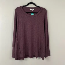 Michael Stars Long Sleeve Knit Top Melanie Size 1X Heather Eggplant Soft