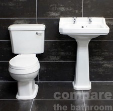 Carlton Traditional Bathroom Suite Victorian Style Basin and Toilet Inc Seat