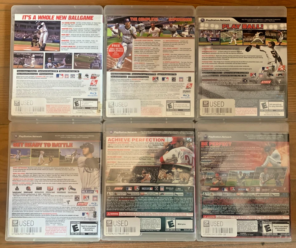 Lot of 6 MLB 2K PlayStation 3 PS3 Games 2K7 2K8 2K9 2K10 2K11 2K12 CIB w/ Manual - Image 2 of 3