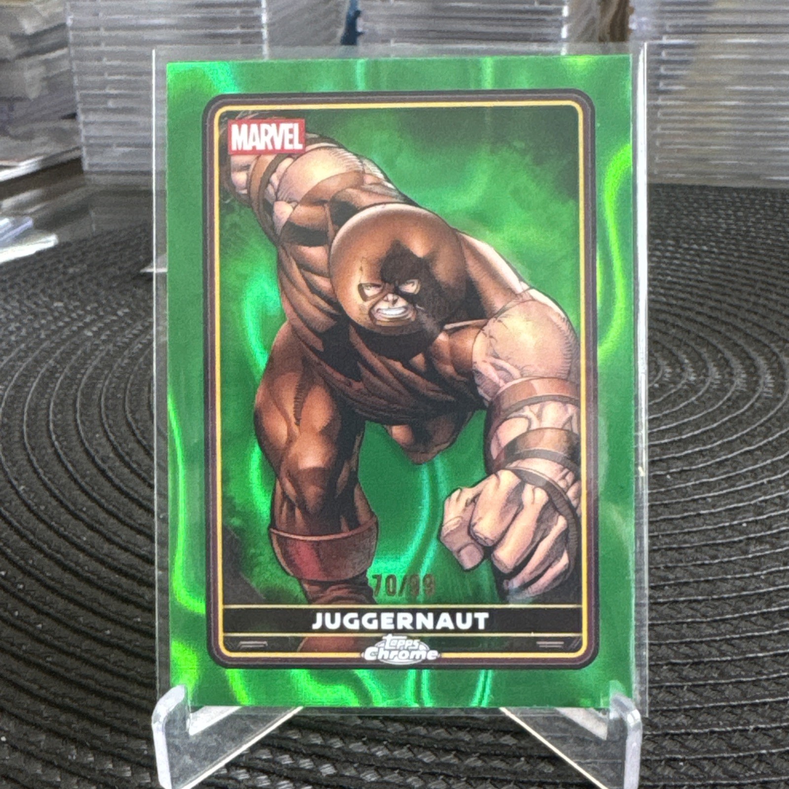 2025 Topps Chrome Marvel Deadpool JUGGERNAUT GREEN LAVA REFRACTOR /99 PRISTINE