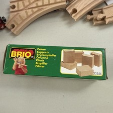 VINTAGE Brio Wooden Railway Bridge Train Track Supports Set of 6  33355