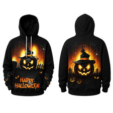 Happy Halloween Pumpkin Hoodie, Spooky Jack O Lantern Unisex Pullover Sweatshirt