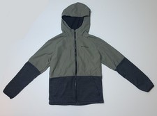 Columbia Boys Large 14-16 Rain Jacket Lined Gray Green Hoodie Spring Lightweight