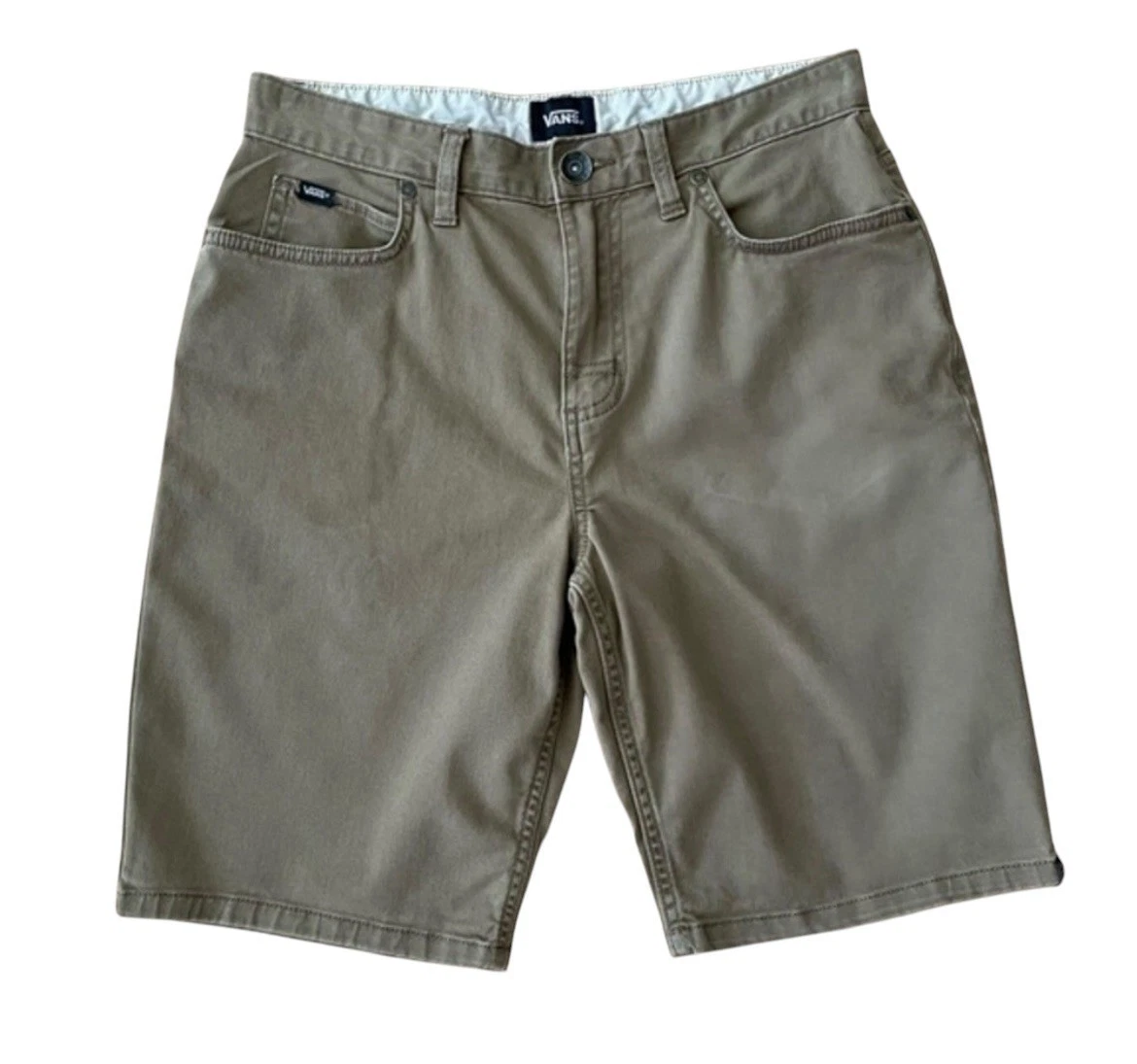 Bermuda Vans kaki • cotone piatto davanti 5 tasche • taglia 28