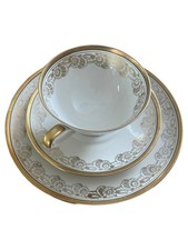 Seltmann Weiden Kaffeegedeck 3-teilig Porzellan Weiß Gold Blumen Klassisch
