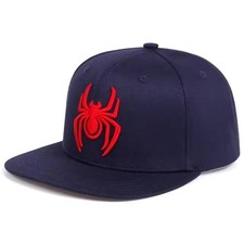 Spiderman Classic Logo Adjustable Baseball Snapback Hat Navy Blue w Red