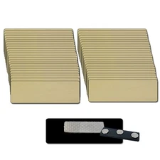 50 NAME BADGE KIT (U) BLANK 1 X 3 GOLD TAGS 1/8" CORNERS CLEAR