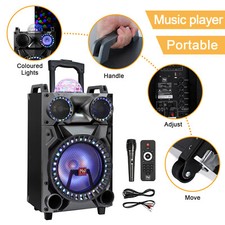 3000W 12" Woofer Portable Bluetooth Speaker FM Karaok  LED W/Mic+Remote Control