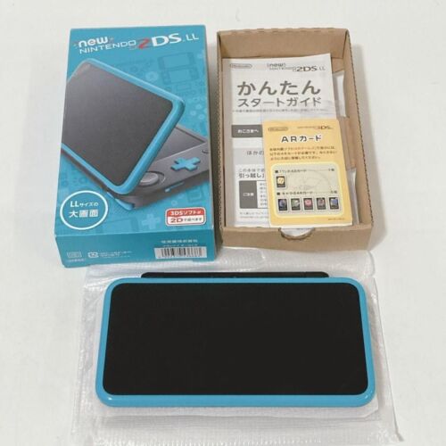 Neu Nintendo 2DS XL LL schwarz türkis Konsole Ladegerät Handbuch Box japanischer Ver - Bild 1 von 10