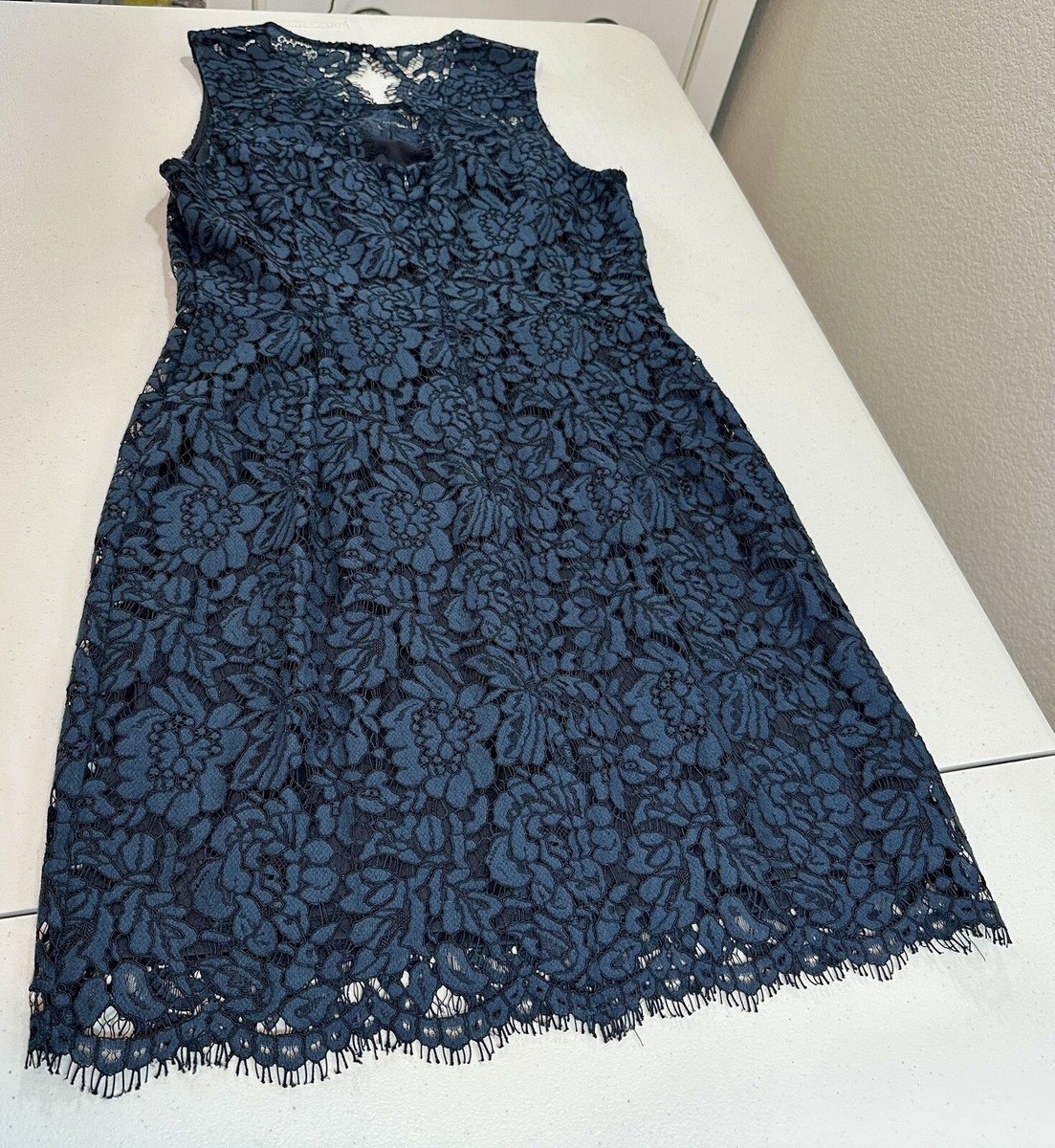 Banana Republic Navy Lace Shift Dress Christmas New Party {Size 10}