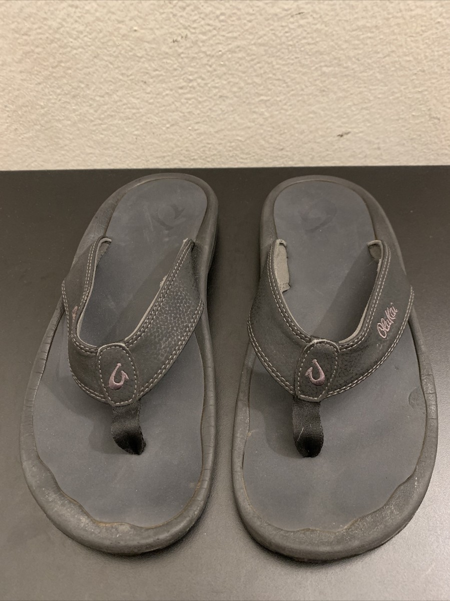 Olukai Ohana Black Flip Flops Sandals Men Size 10 M 10110A-4042 | eBay