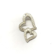 925 Sterling Silver Double Open Heart Love Themed Ladies Pendant