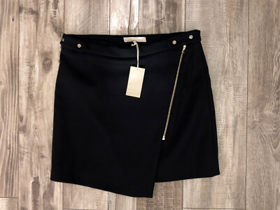 Black Wool Zip Wrap Skirt Winter VANESSA BRUNO Size 40 (L) New