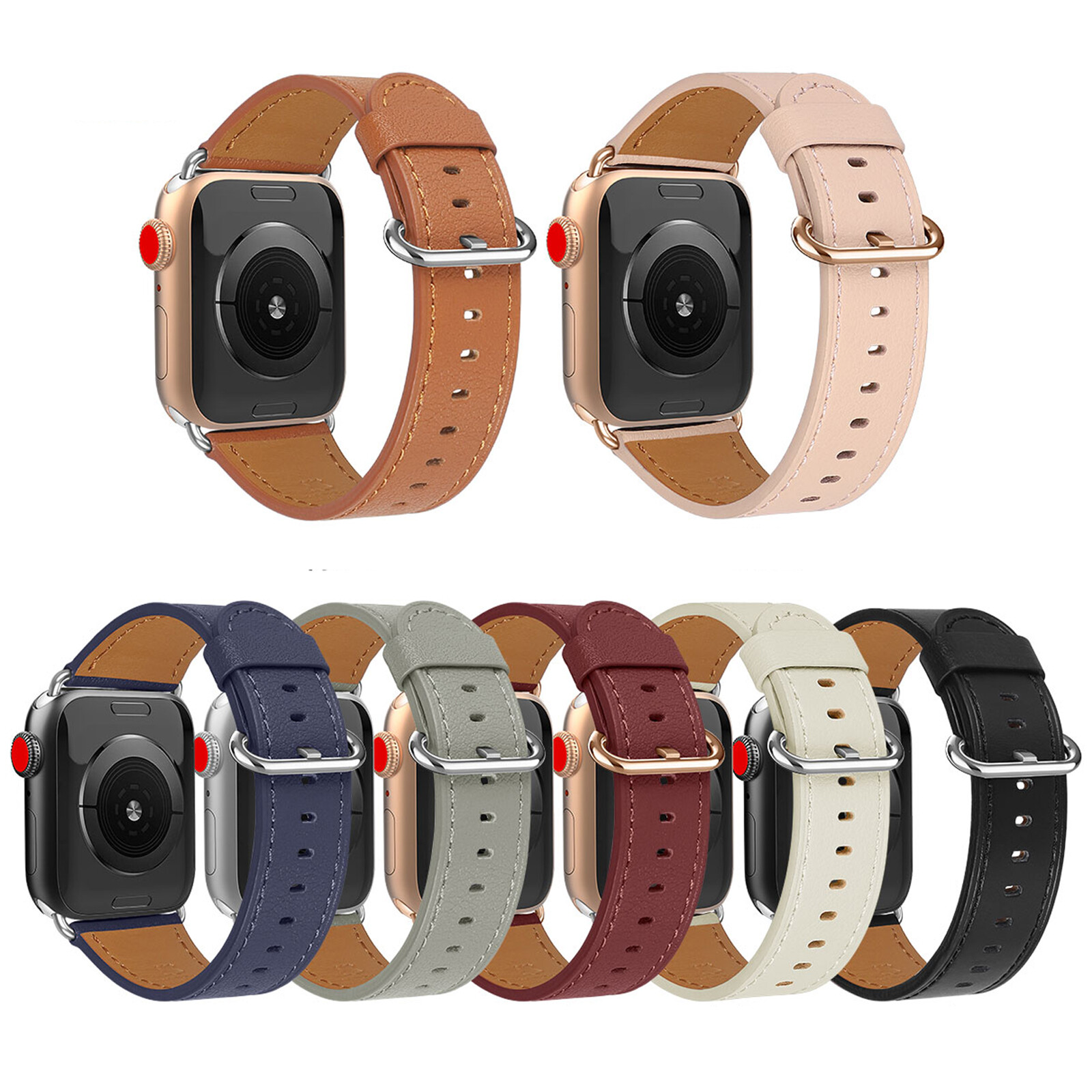 For Apple Watch Ultra 2/1 9/8/7 45/44/42/41/40/38mm Genuine Leather Band Strap