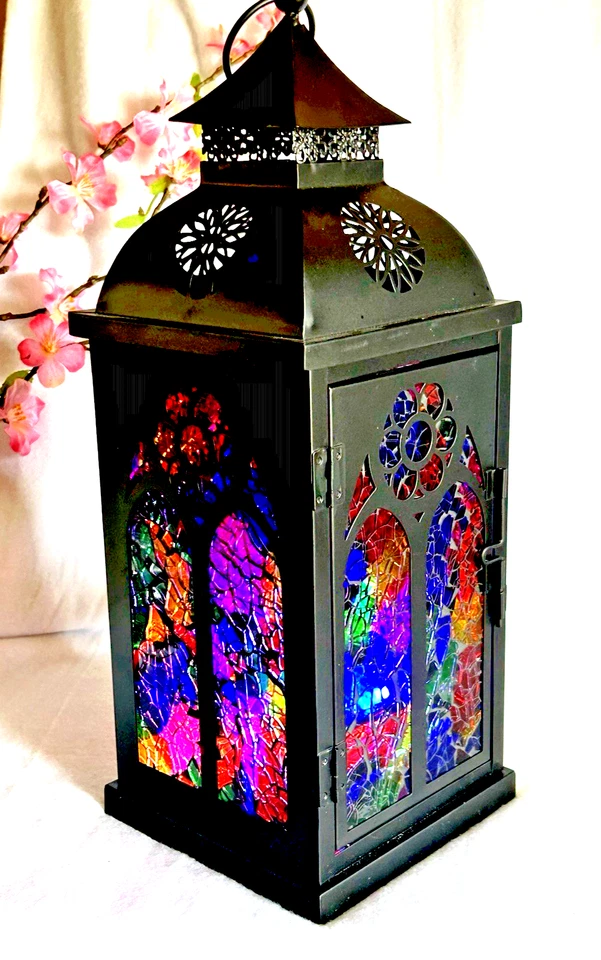 Panel de vitral linterna marroquí 15,5" de alto Foto 3 de 4