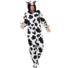 Adult Fancy Dress Hooded All in One Cow Costume Mens Ladies Animal by Smiffys
