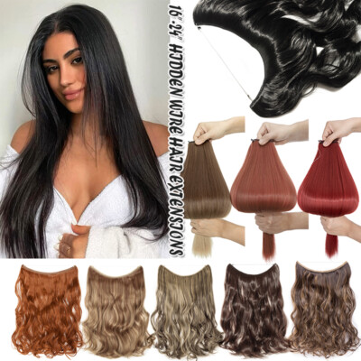 Natural Extra Thick As Human Invisible Hidden Wire In Hair Extensions One Piece