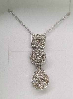 10k Weißgold 0,50ct Diamant Träne Anhänger Halskette - IGI zertifizierte Qualität