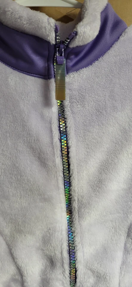 Champion Jacket Girls Large 10-12 White & Purple Fleece Full Zip Thumbholes - Image 2 of 4