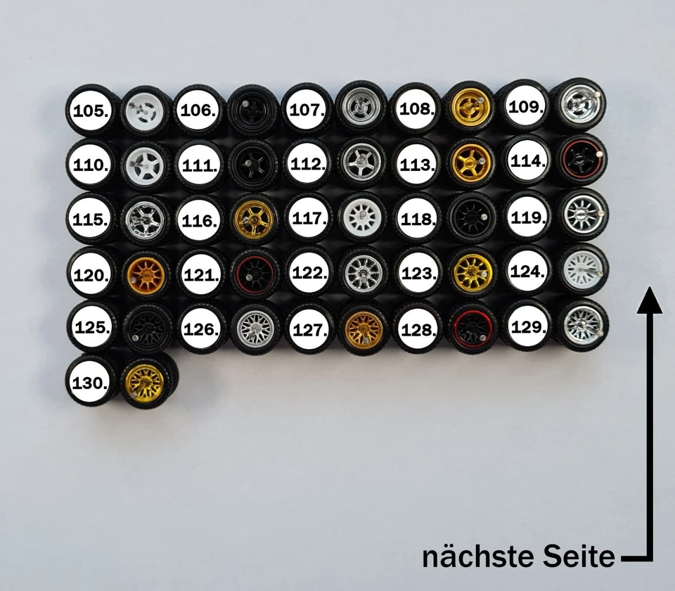 Räder Satz | Felgen | Gummireifen für 1/64 Hot Wheels, Matchbox, Majorette etc. - Bild 4 von 4