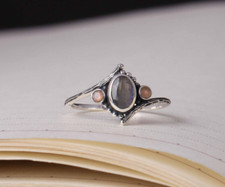Labradorite  Pink Opal Women Ring 925 Sterling Silver Ring Engagement Gift Ring