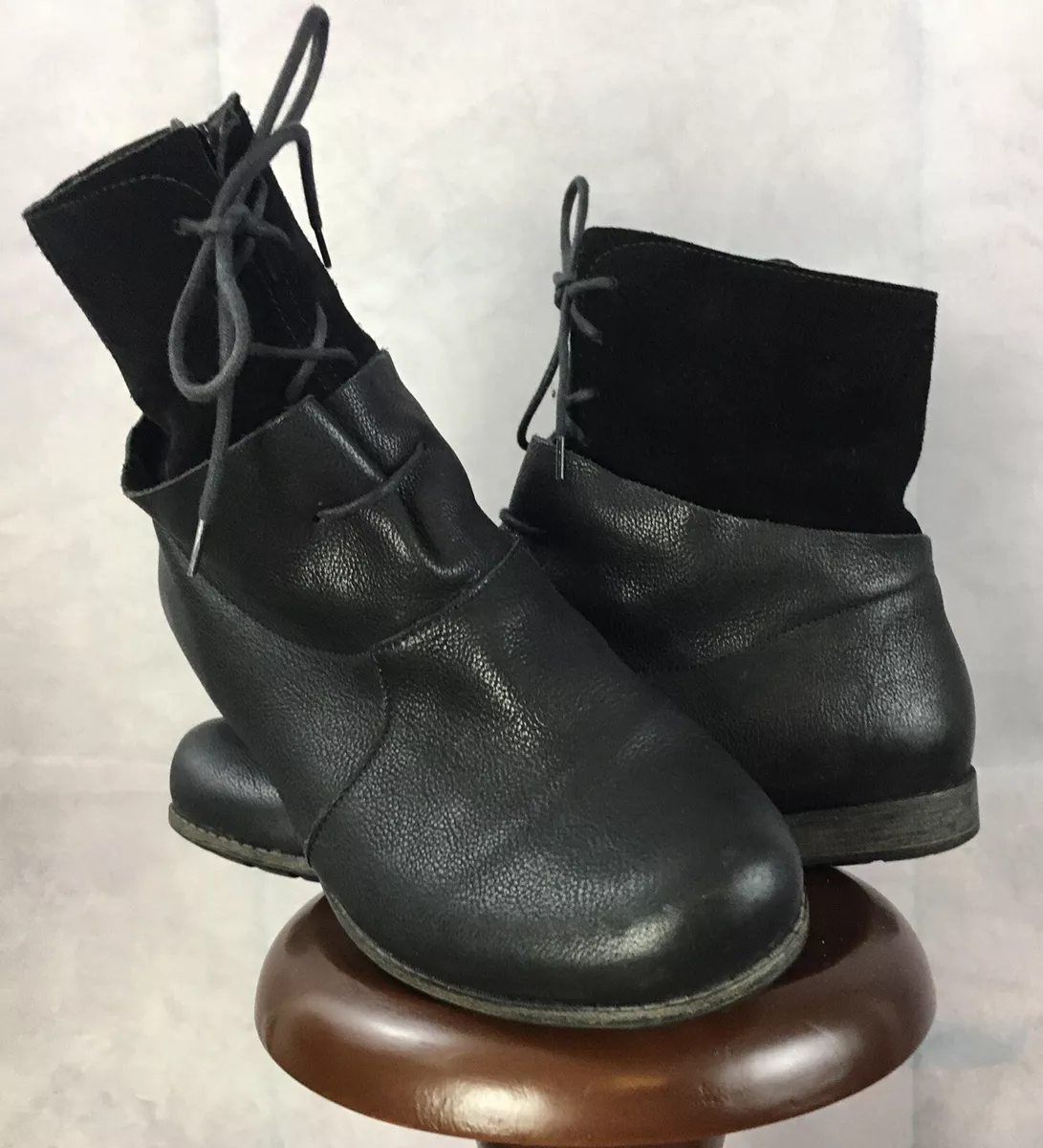 Vintage THINK Leather and Suede Ankle Boot Black 38