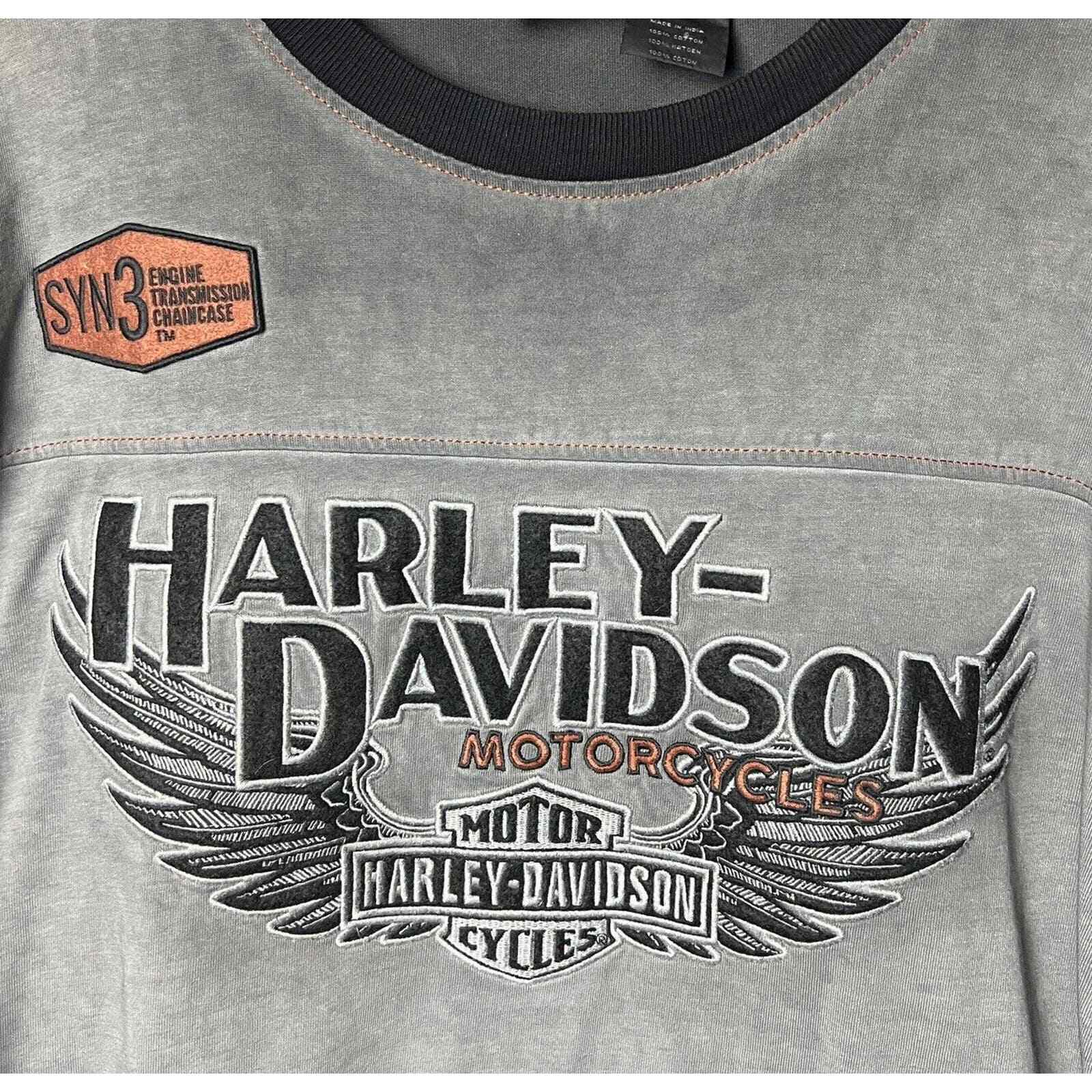 Harley Davidson Iron Block Shirt Long Sleeve Gray Cre… Gem