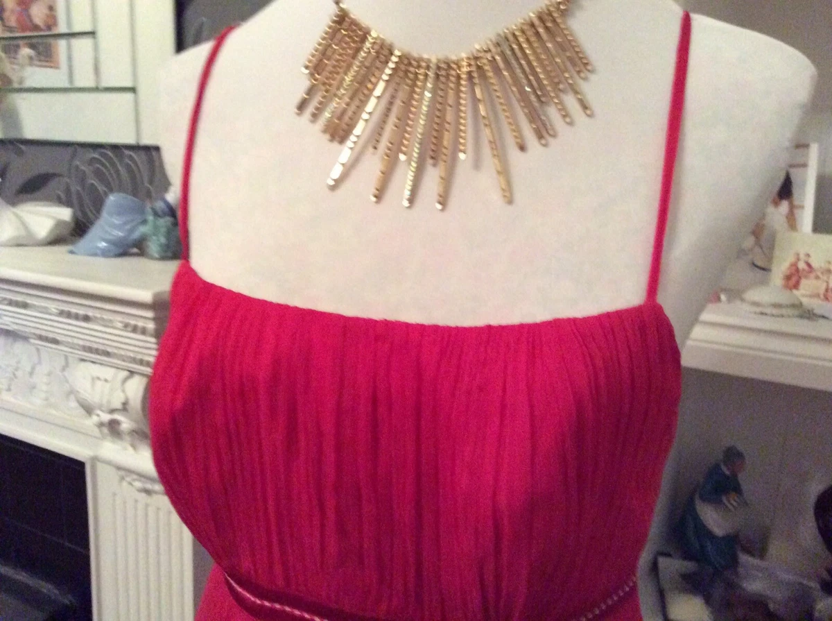 Monsoon Brittany Pink Silk Strappy Ruched Dress Size 10 Bnwt Away