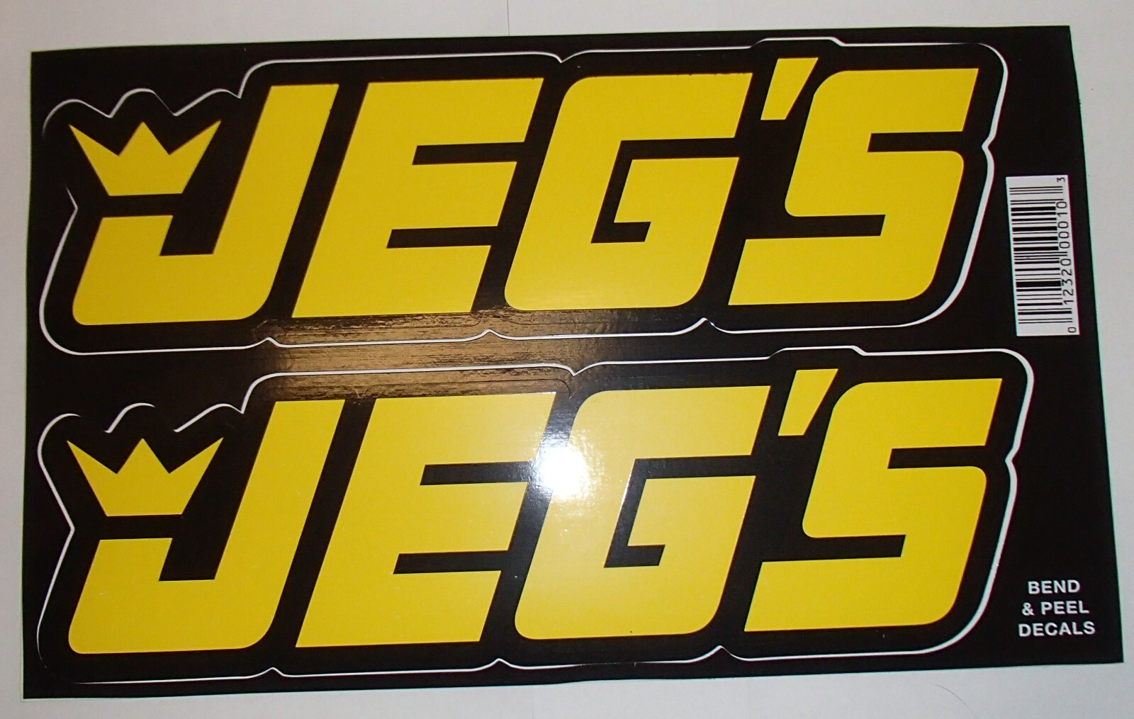 JEGS (2) Bend & Peel Yellow & Black Auto Racing Sticker/Decal 9.5