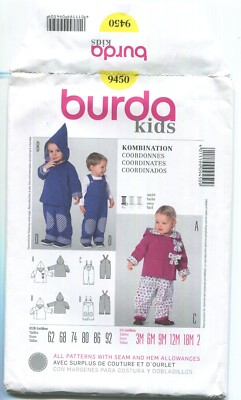 Burda 9450 JACKET & OVERALLS W/ Variations SZ 3M-2T UNCUT