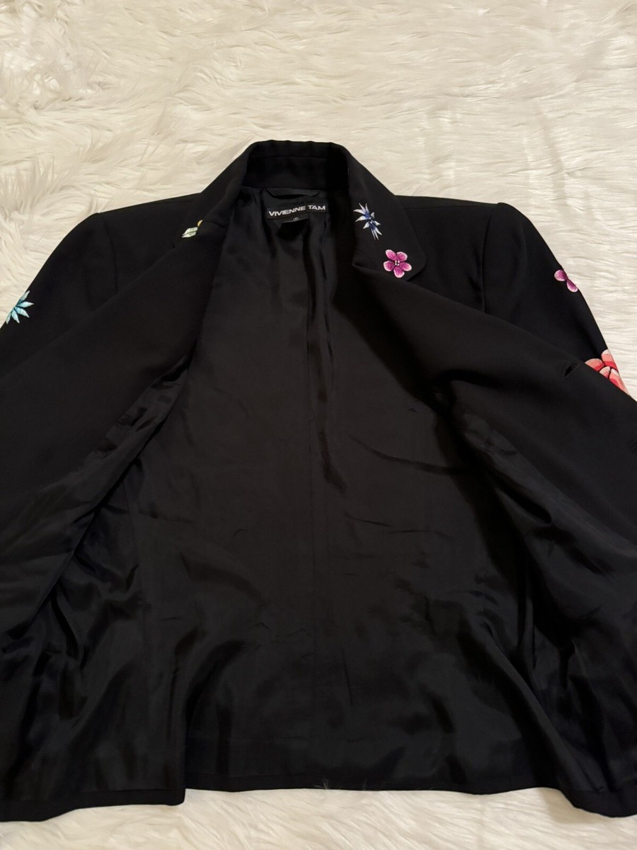 Vivienne Tam Floral Embroidered Blazer Jacket Suit Multicolor